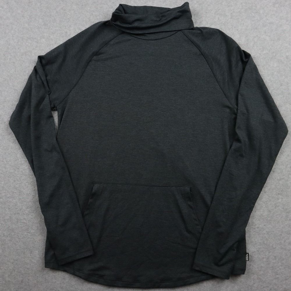 Eddie Bauer Shirt Top Womens Medium Active Funnel Neck Dark Gray Long Sleeve